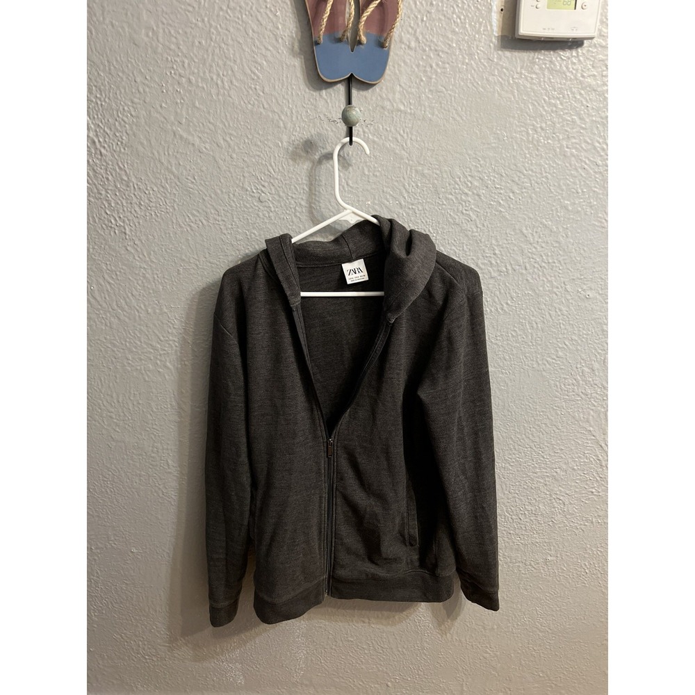 Zara Womens Size Medium Charcoal‎ Gray Long Sleeve Full Zip Thin Jacket